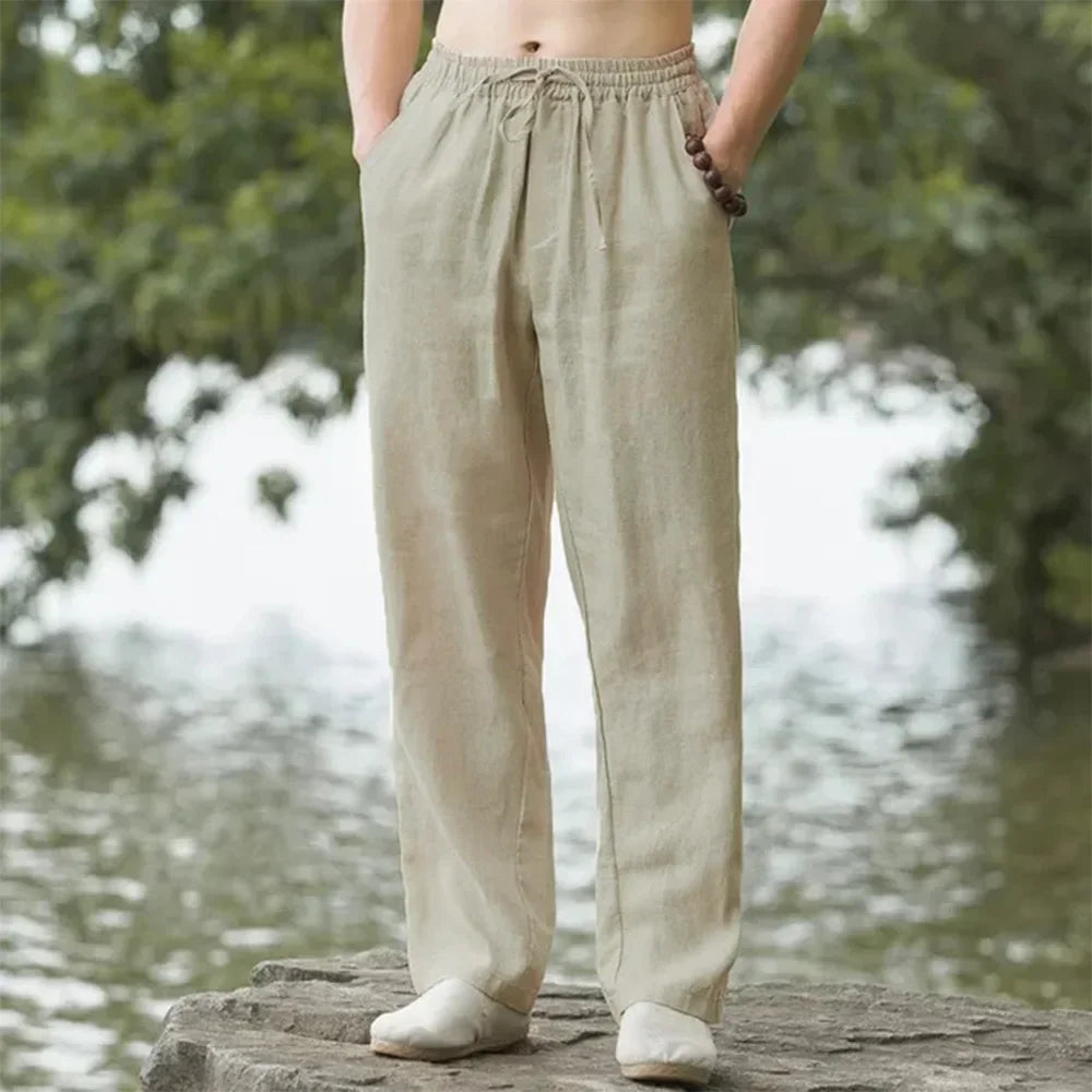 Neue Herren Strandhosen Jogger Mode Baumwolle Leinen Sweatpants Freizeithosen Hawaiian Urlaub Locker Frühling/Sommer Lang M-4XL