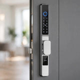 Smart Door Lock Silver — Push/Pull Handle
